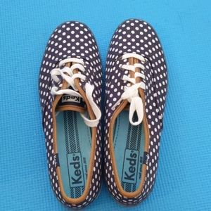 Keds blue polka dots with white laces